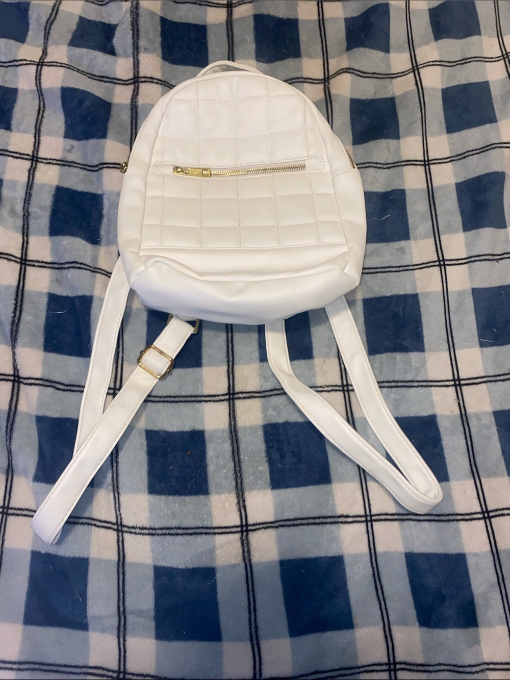 Madden Girl White Quilted Mini Backpack with Gold Hardware